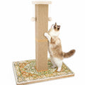 Tall Cat Scratching Post for Indoor Cats Adults, 33'' Large Cat Scratch Post with Perch, Cute Cat Scratching Post with Boho Carpet ? Dangling Ball Toys, Green
