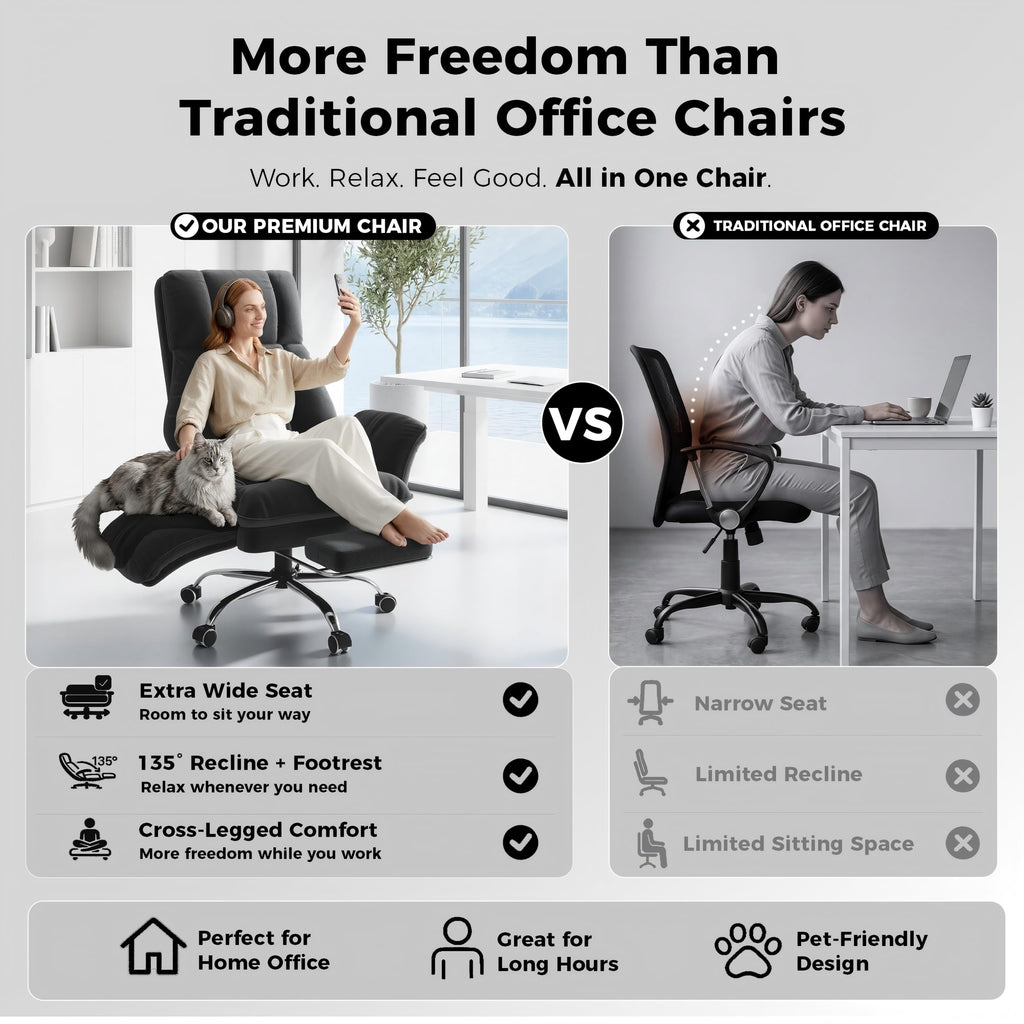 Big and Tall Office Chair, Flip Armrests for Pets & Cross Legged Sitting, Executive Ergonomic Computer Gaming Chair with Footrest, Teddy Fleece