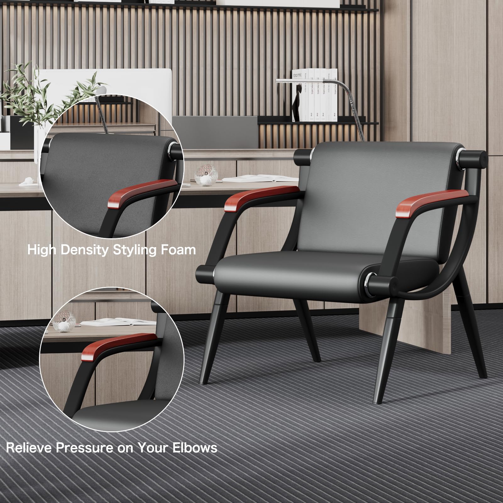 Wonline Waiting Room Chairs, Office Furniture Reception Chairs with Arms, Leather Chairs Is Suitable for