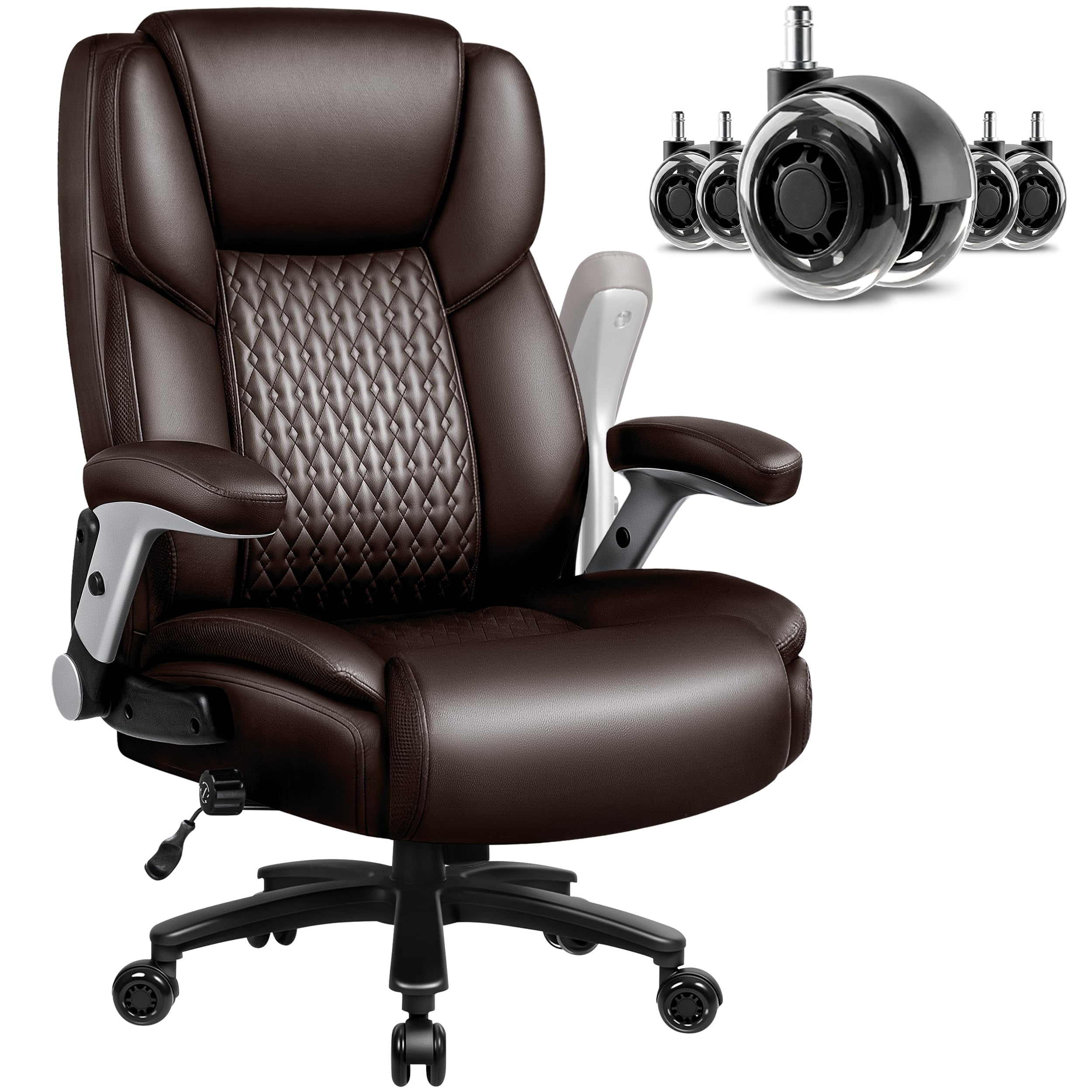 Vendorz Big and Tall Office Chair 600lbs, Ergonomic Executive Desk Chair with Adjustable Lumbar Support & Flip-up Armrests, High Back Heavy
