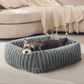 FURTIME Dog Bed for Small Dogs, Washable Orthopedic Dog Cat Bed with Removable Cover, Rectangle Soft Calming Sleeping Puppy Bed Durable Pet Cuddler with Anti-Slip Bottom, Grey, S (20"x19"x6")