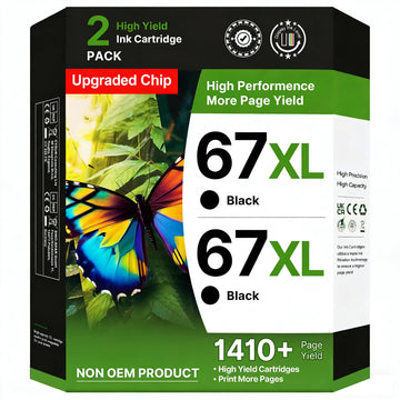 67XL Black Ink Cartridge Compatible for HP Ink 67 High Yield for HP 67 Black Ink Cartridge Work for HP DeskJet 2827e 2855e 2852e 4227e 2734e 4155e 2755e 2800 2755 Envy 6055e 6000 6455e (2 Black Pack)