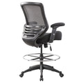 Boliss 400lbs Mesh Ergonomic Office Drafting Chair Big Adjustable Foot Ring Height Adjustable Armrest(black), Black Frame&black Fabric