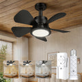 Socket Fan Light with Remote, 3 Colors Small Ceiling Fan with Light, 5 Dimmable Levels and 1000LM LED, Easy E26/E27 Installation for Bedroom, Garage, Kitchen, Living Room - Black