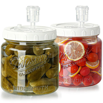 Dwbligt 2 Pack Fermentation Jars with 3 Airlocks, Half Gallon Glass Jars