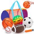 5 Pack Sports Balls for Toddlers 1-3 Outdoor Toys Football Soccer Basketball Baseball with Bag 1 2 Year Old Boy Toys Sport Bouncy Pool Balls Outside Playground Toddler 1-3 2-4 3-5 Birthday Boys Gifts