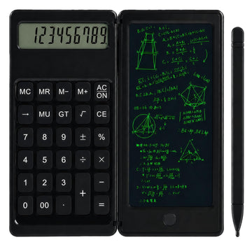 Calculator with Notepad, Pocket Calculator with LCD Writing Pad and Stylus, Small Basic 4 Function for Desktop, Office, School and Home, Black