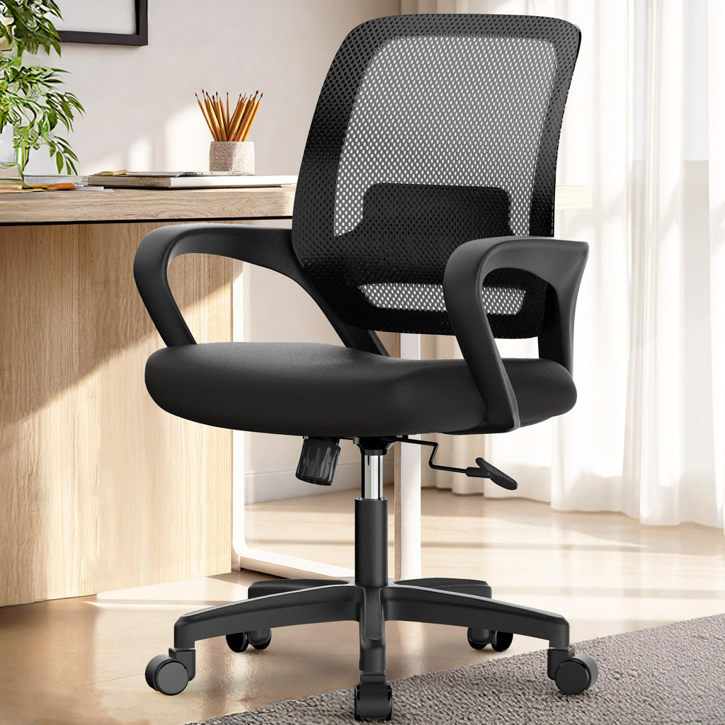 Neo Chair Office Desk Ergonomic Computer Mesh Chair with Lumbar Mid Back Support Adjustable Height Swivel Rolling Wheels Comfy Task Vanity