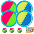 Kids Toys - Outdoor Games, Beach Toys, Toss and Ball Set with 4 Paddles and 3 Balls, Perfect Beach Games Sets Playground Sets for Backyards Easter Gifts for Kids/Adults/Family (Blue+Light Yellow)