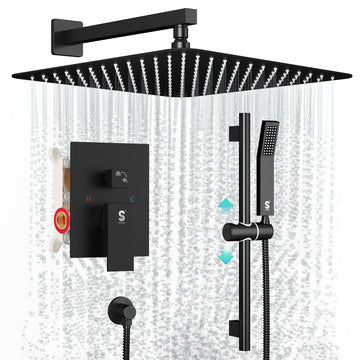 EKIZNSN 64 Inch Outdoor Low Profile Flush Mount Ceiling Fans without Lights for Patios, 110V Noiseless Reversible DC Motor, 6-Gear Speed (Black Finish with Black Blades)