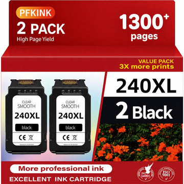 240XL Black Ink Cartridge Replacement for Canon PG-240XL PG-240, 2 Pack Black Ink for PIXMA MG3620 MG3520 MG3522 MG2120 MX452 MX472 MX512 MX532 TS5120 Printers