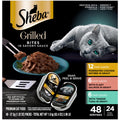 Sheba Perfect Portions Grilled in Savory Sauce Adult Wet Cat Food Marinated Chicken, Flaky Salmon, Tender Tuna, 2.64 oz. Twin-Pack Trays, 24 Count, 48 Servings