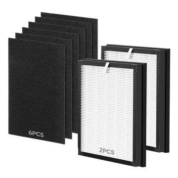Official 6 pcs Pre-Filters & 2pcs Hepa Filters Compatible with KJ03 Air Purifier, Removes Pollen, Dust, Smoke