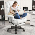 Gyi 160 Reclining Office Chair with Footrest, Big & Tall Desk Chair, White, 22.4 inches x 19.7 inches x 45.6 inches