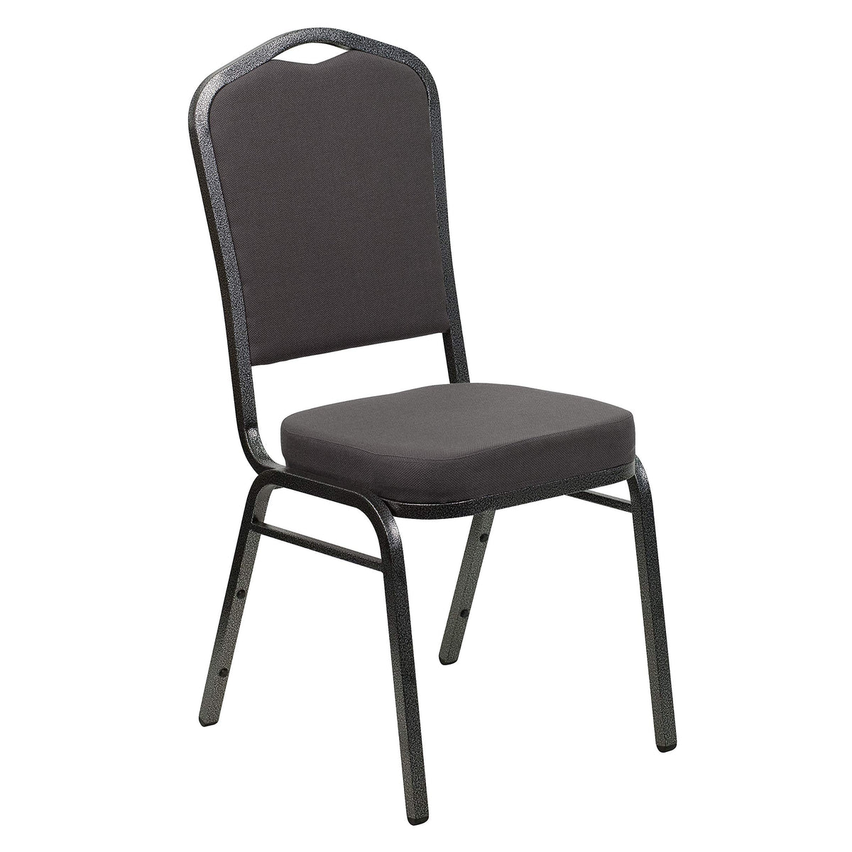 Flash Furniture Hercules Fabric Crown Back Stackable Banquet Chair, Silver, Set of 1, Gray Fabric/silver Vein Frame