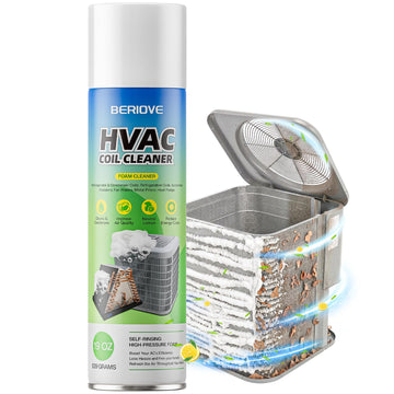 BERlOVE Foaming AC Coil Cleaner: 19oz High-Efficiency Formula, Quick Dust Removal, Ideal for Dust & Grease Removal on Evaporator Coils & Condensers, for HVAC Technicians & DIY Use