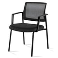 Simple Deluxe Guest Waiting Room Office Arm Chairs, Mesh Back & Ergonomic Support, Stacking Padded Fabric Seat, No Wheel for Reception Meeting