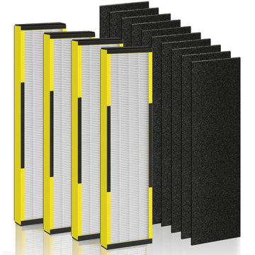 4 Pack FLT4825 HEPA Filter B Replacement Compatible with AC4825 AC4825E AC4300 AC4800 AC4880 AC4900 AC4850, 4 True HEPA Filters & 10 Activated Carbon Pre-Filters