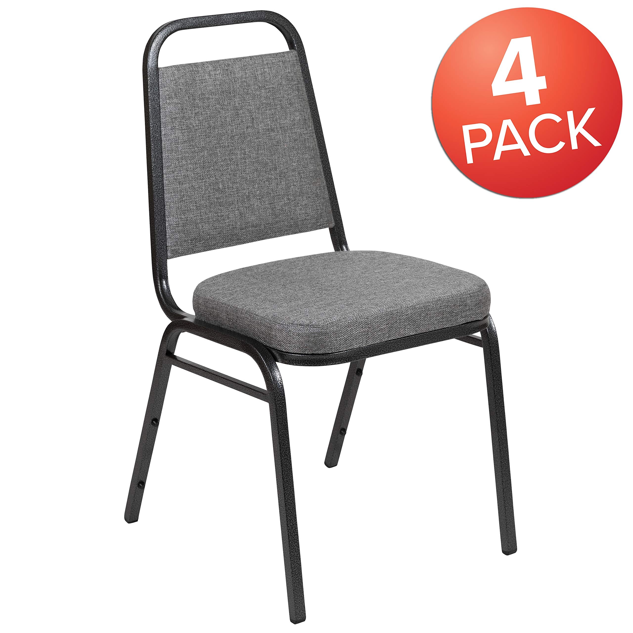 Flash Furniture Hercules Fabric Banquet Chair, Silver, 4-pack, Set of 4, Gray Fabric/silver Vein Frame