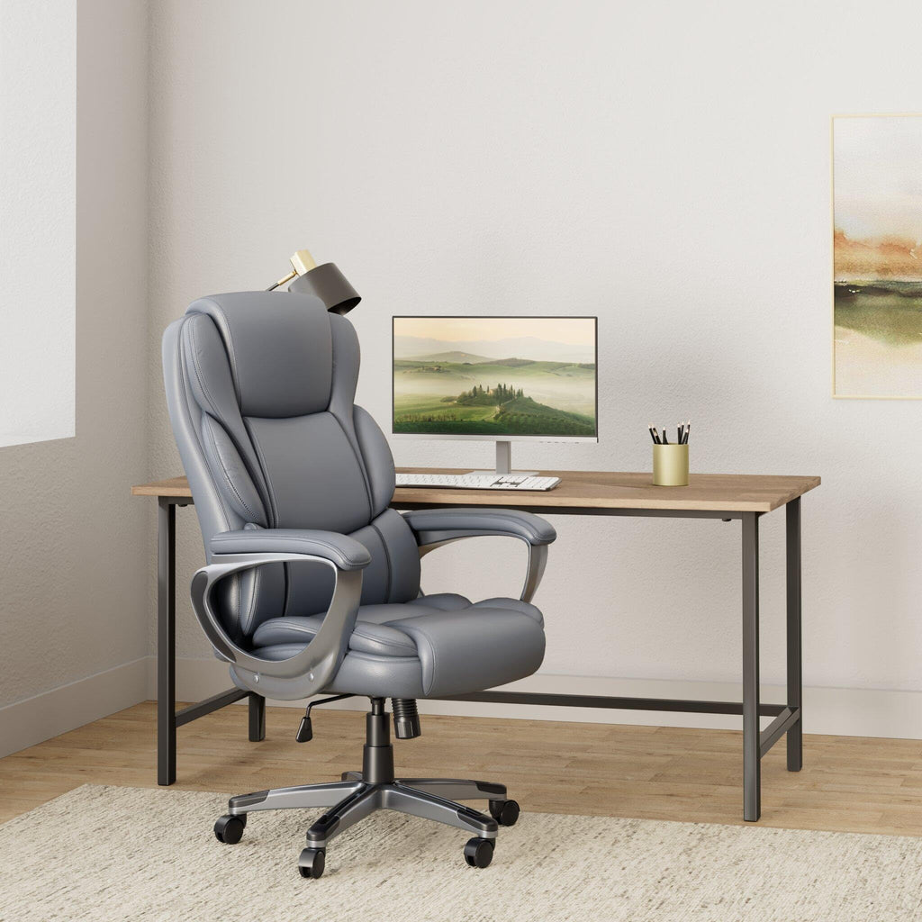 Staples Mcallum Bonded Leather Manager Office Chair, Gray, 1 Pack, Grey