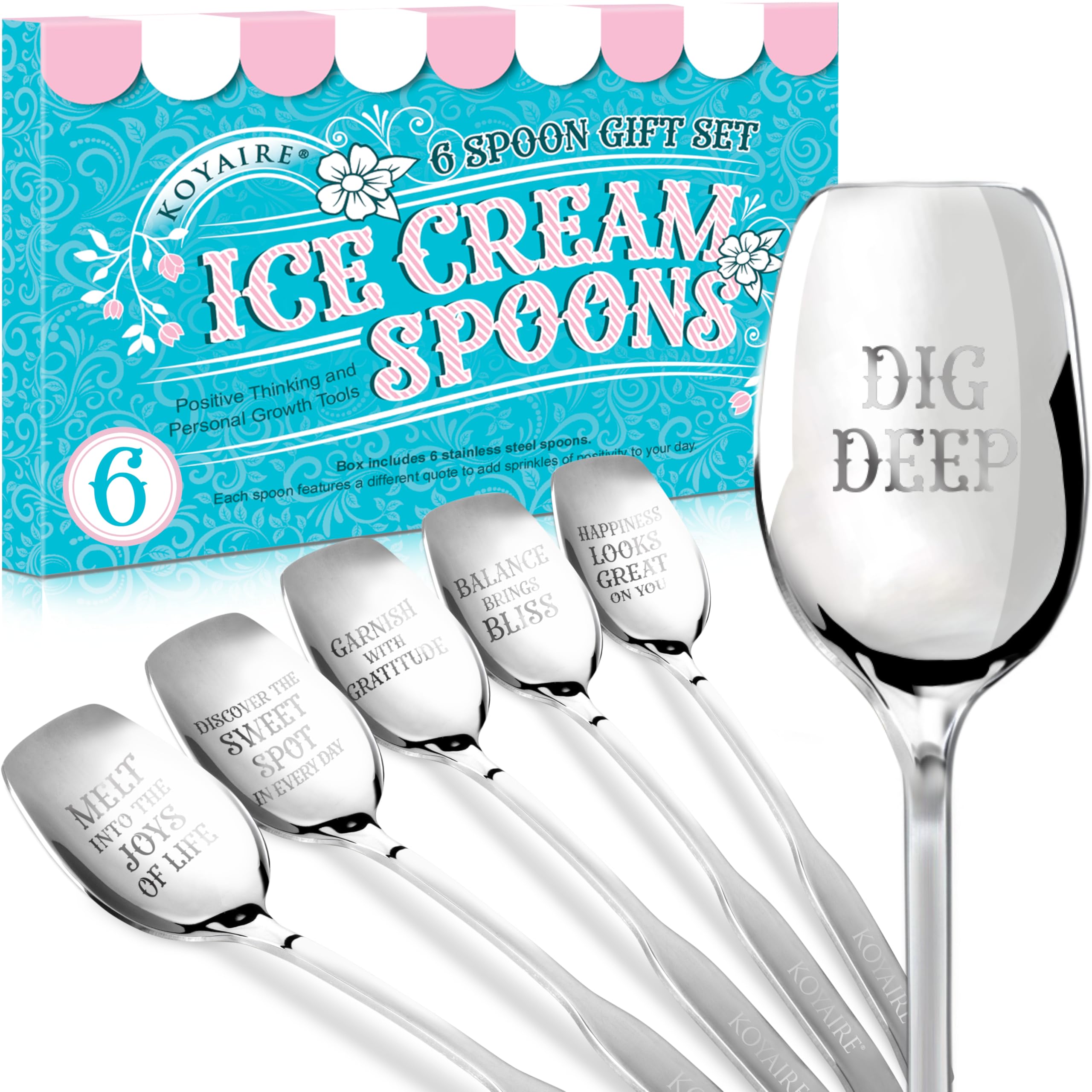 Ice Cream Spoons Stainless Steel - Dessert Spoons Set of 6