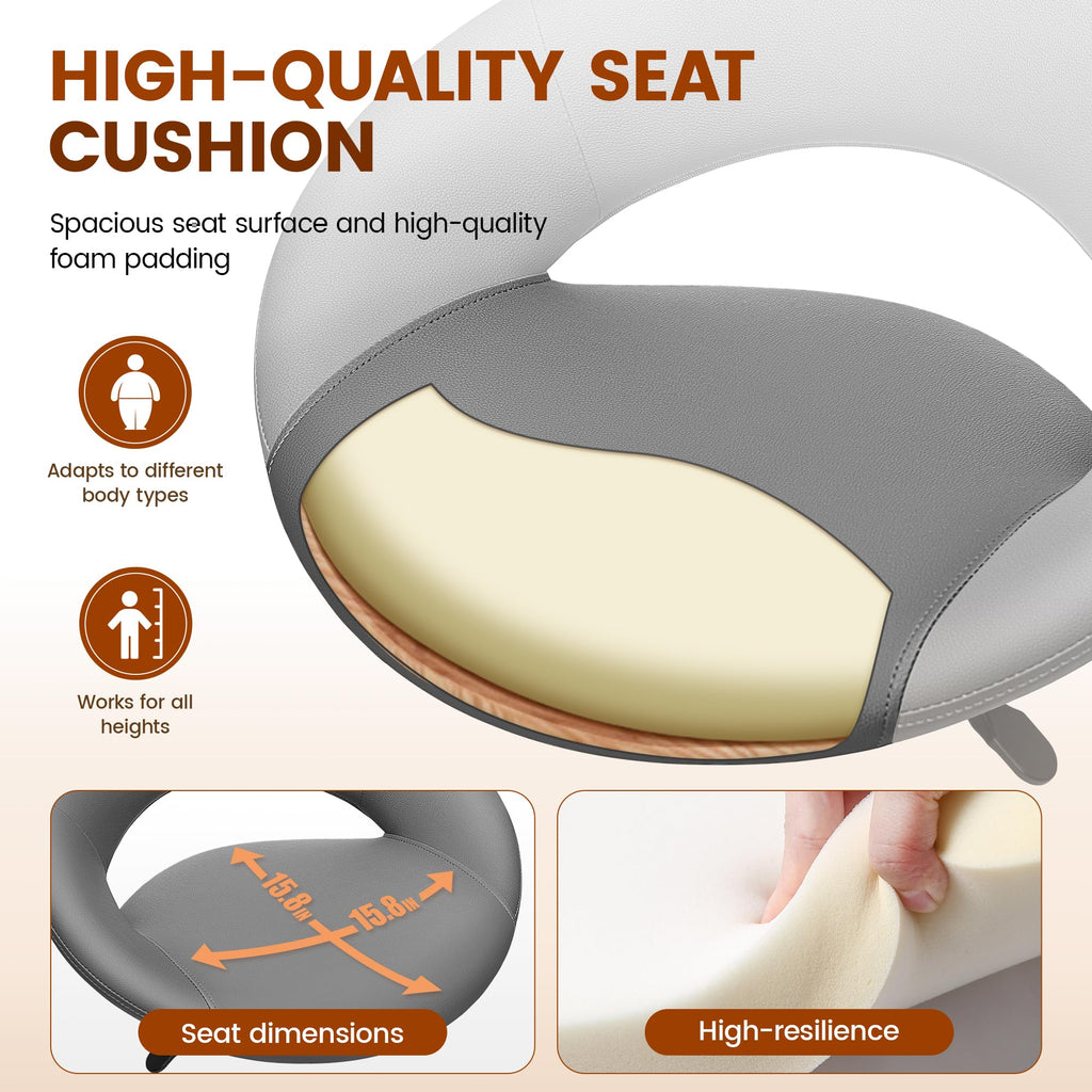 Stella Mia Ergonomic Drafting Chair for Standing Desk, Pu Leather Bar Stool, 2 Pack, Grey