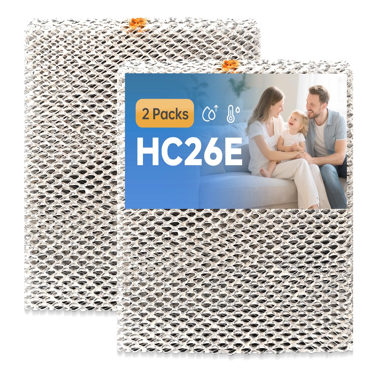 HC26E1004 Humidifier Pad Water Panel Evaporator Compatible with Honeywell HE365 HE360 HE300 HE265 HE260 HE250 HE200 Aluminum Mesh Replacement Filter 2-Pack