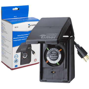 Intermatic HB11K Heavy-Duty Outdoor Plug-in Timer – 2 ON/2 Off Settings, 30-Min Minimum Intervals, Weatherproof Flip Cover, 15A/1800W, 1 HP Rated, 13" Cord – Ideal for Pool Pumps, Lights, Decorations