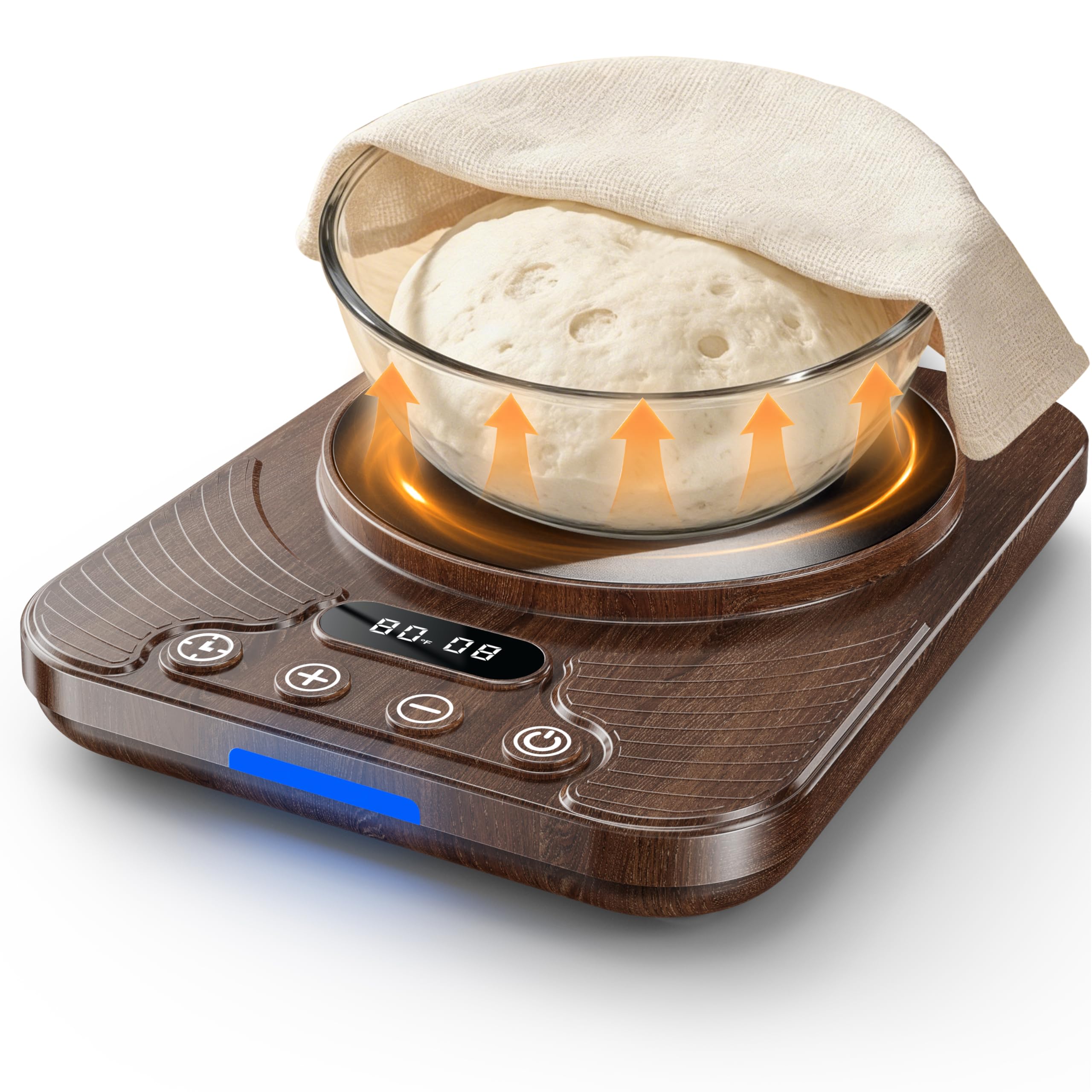 Sourdough Starter Warmer Mat with 1°F Precision (65–110°F), 24H Timer & Memory, Heating Pad for Bread Proofing & Fermentation, Fits 24–40oz Jars for Home Bakin?Wood Grain?