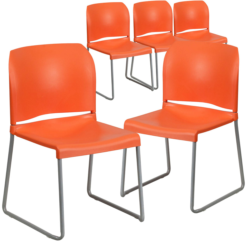 Flash Furniture Hercules Series Contoured Stacking Chairs for Waiting Rooms and Offices, Ergonomic Lobby Chairs with Curved Back, Set of 5,
