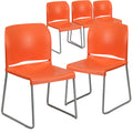 Flash Furniture Hercules Series Contoured Stacking Chairs for Waiting Rooms and Offices, Ergonomic Lobby Chairs with Curved Back, Set of 5,