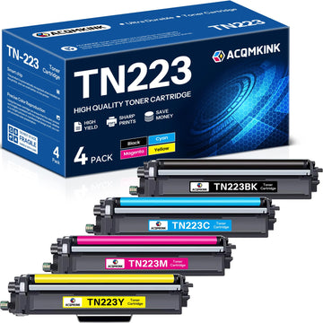 TN223 TN-223BK/C/M/Y Toner Cartridge Compatible TN-223 TN 223 Replacement for Brother TN223BK/C/M/Y TN2234PK HL-L3270CDW MFC-L3770CDW HL-L3290CDW (1Black/1Cyan/ 1Magenta/1Yellow)