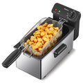 Reemix 3L Electric Deep Fryer 1500W, Adjustable Temperature up to 375°F, Detachable & Dishwasher Safe Oil Pot, Small Countertop Fried Chicken Maker, Stainless Steel