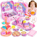 Hohosunlar Unicorn Tea Party Set for Little Girls, Toddler Princess Toy Tea Set, Pretend Play Teapot Dessert Tea Cup Set Food Kitchen Playset, Birthday Unicorn Gift for 3 4 5 6 7 8 Year Old Girl