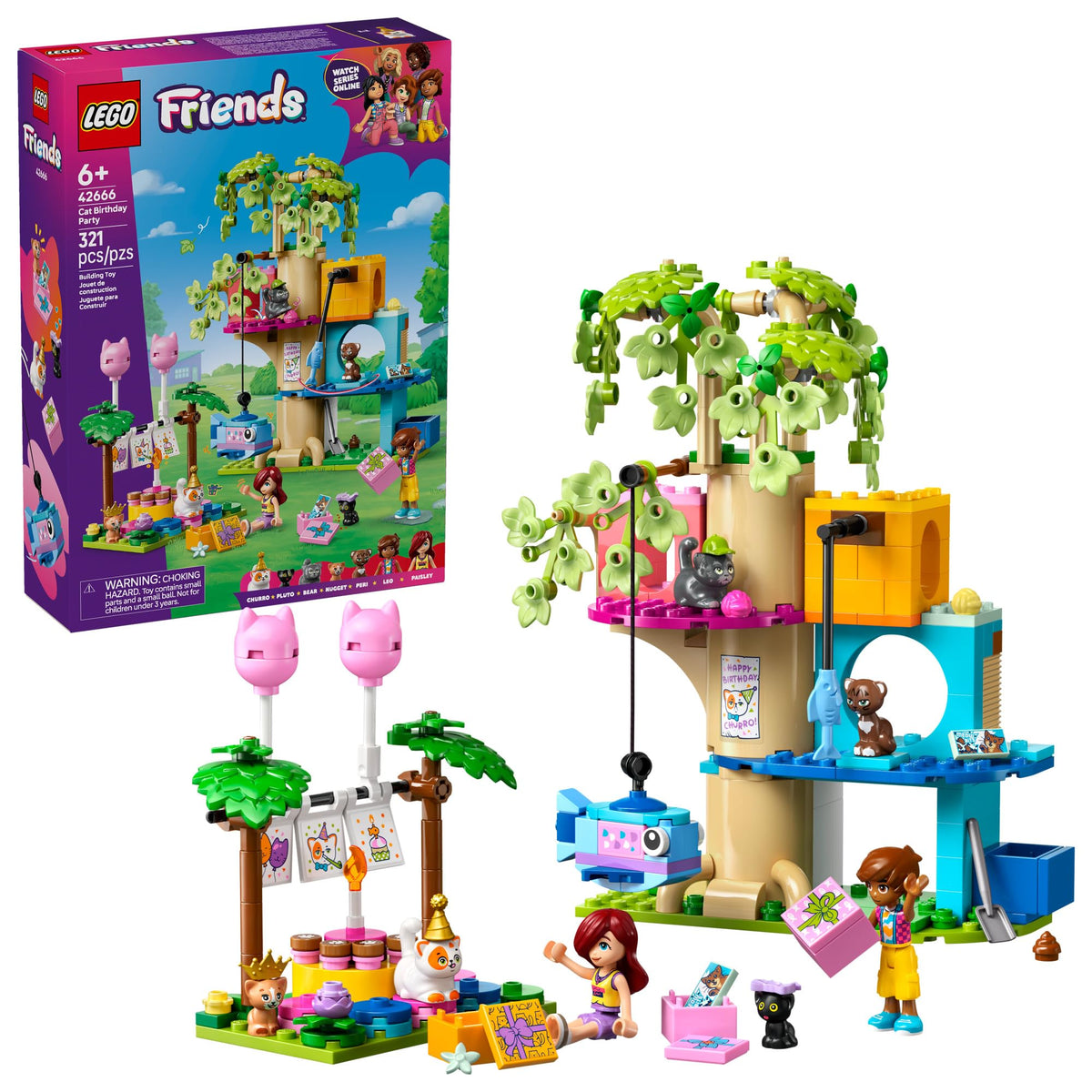 LEGO Friends Party & Tree House Building Toy, Pretend Play Blocks with Toys & 2 Minidolls, Creative Storytelling Toy for Kids 9+, Gift Idea, 42666