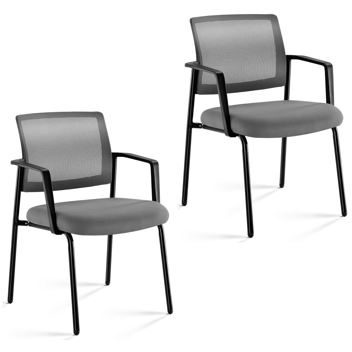 Simple Deluxe 2-pack Armless Guest Chairs, Ergonomic Mesh Back & Padded Fabric Seat, Stackable Non-wheeled Design for Office Waiting Rooms,