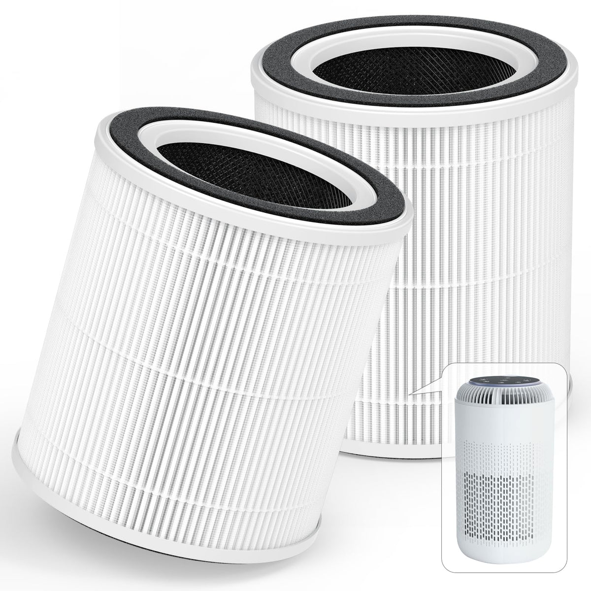 2 Pack K03 Filter Replacement | Compatible with HEARBOBO K03 Purifier | 3-Stage Filtration