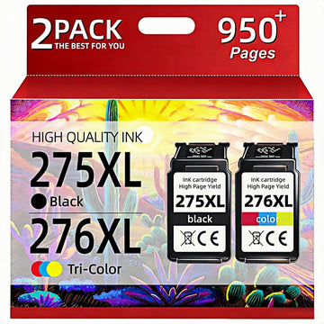275XL 276XL Ink Cartridges Combo Pack Compatible Replacement for Canon PG-275XL CL-276XL, for PIXMA TS3520 TS3522 TS3500 TS3700 TS3720 TS3722 TR4700 TR4720 TR4722 Printers (1 Black, 1 Color)