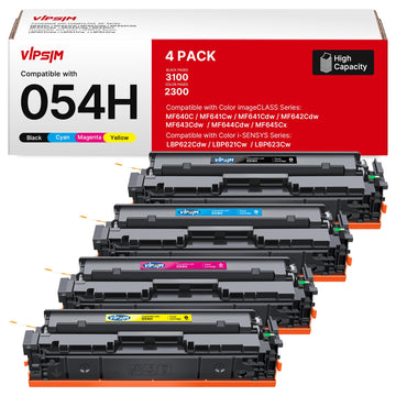 054H Toner Compatible with Canon 054H Toner Cartridge Set - Work for Color ImageCLASS MF644Cdw MF642Cdw MF641CW LBP622Cdw | 054H 054 Canon Toner 4 Pack with CRG-054H Black
