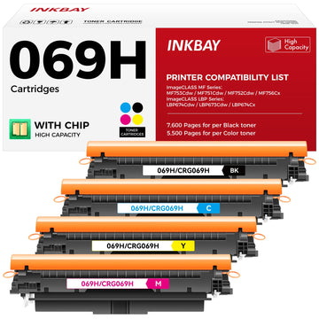 069H 069 Toner Cartridge Set 4-Pack MF753Cdw Black Cyan Magenta Yellow Replacement for Canon 069 069H Toner Compatible with Canon Color imageCLASS MF753Cdw MF751Cdw LBP674Cdw Printer Ink All-in-One