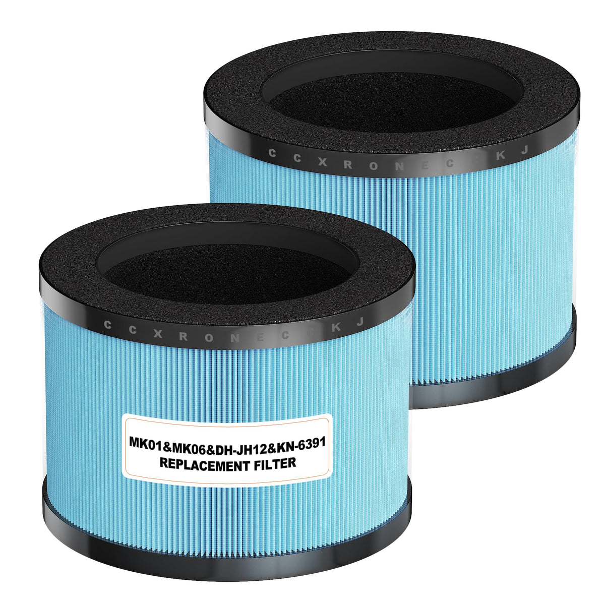 MK06 & MK01 True HEPA Replacement Filter Compatible with AROEVE MK01 MK06, for VOOPNU DH-JH12 and Kloudi DH-JH01 Air Purifier (Standard Version-Blue)