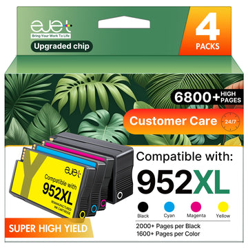 ejet Compatible with 952XL Ink Cartridges Combo Pack Work for HP 8710 Printer Ink Cartridges Use with 8720 7740 8210 8715 8702 Printer, Black Color 4 Pack