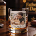 Personalized Fathers Day Whiskey Glass with Custom Photo, Dad, Grandpa Drinking Glass, Custom Whiskey Cup Gift for Father’s Day, Birthday