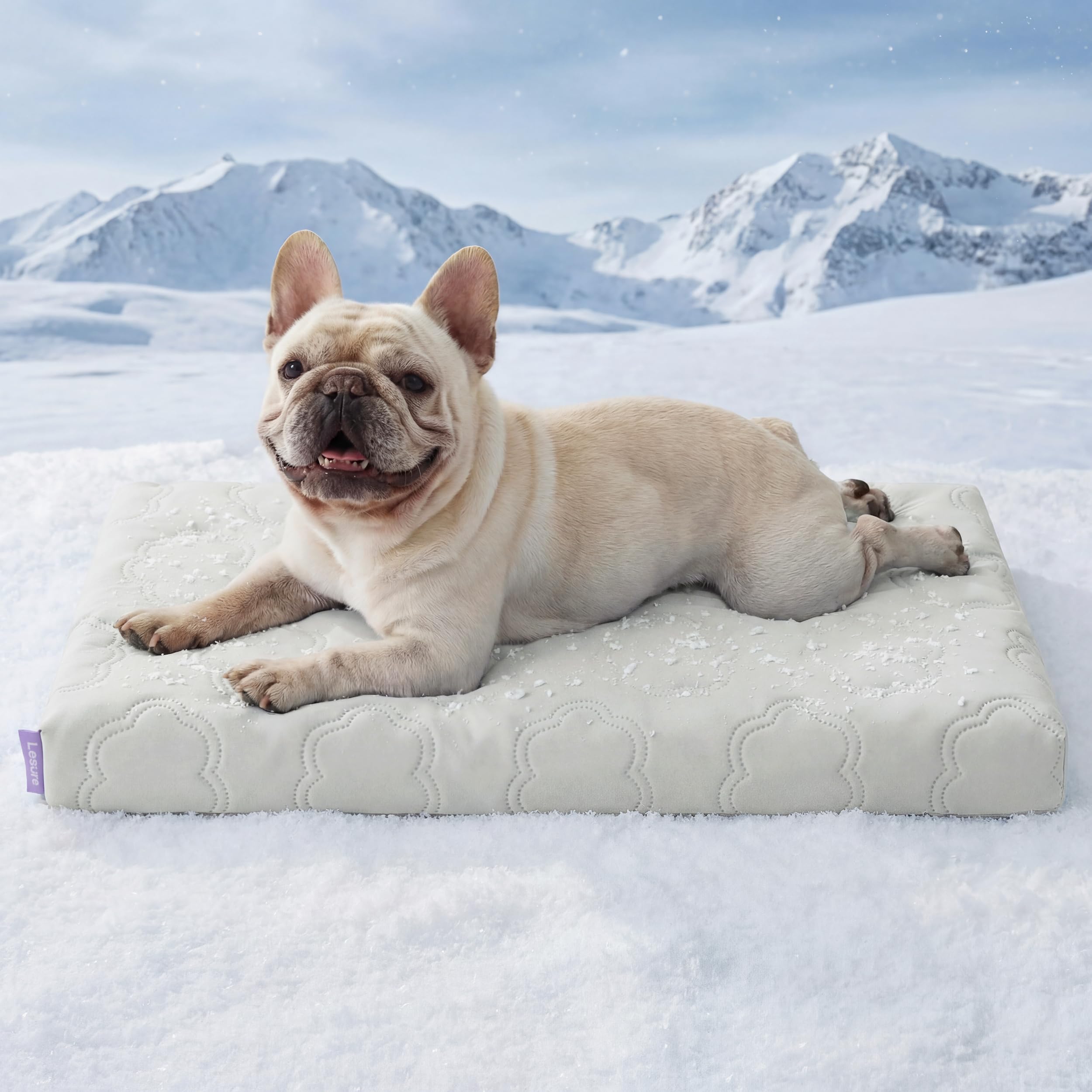 LE SURE Cooling Dog Bed Medium Size Dog, Q-Max>0.5 Cooling Mat with Removable Washable Cover, Breathable Orthopedic Egg Crate Foam Summer Pad for Active/Long-Haired/Senior Pets/Cats/Puppy, 29x18 Inch