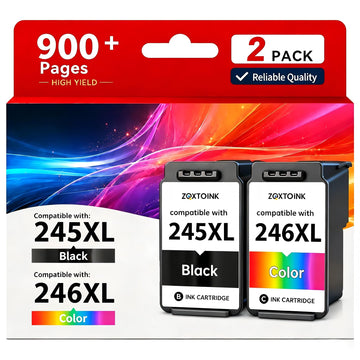 245XL and 246XL Ink Cartridge Replacement for Canon Ink 245 and 246 PG-245XL PG245 CL-246 XL for Canon MX490 MX492 TR4522 TR4520 MG2500 MG2522 TS202 TS3322 TS3122 Printer (2 Pack)