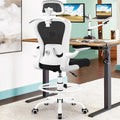Athope Drafting Chair, Tall Office Chair with 3d Lumbar & Head Support, 18.9" x 19.7" x 50.4", White