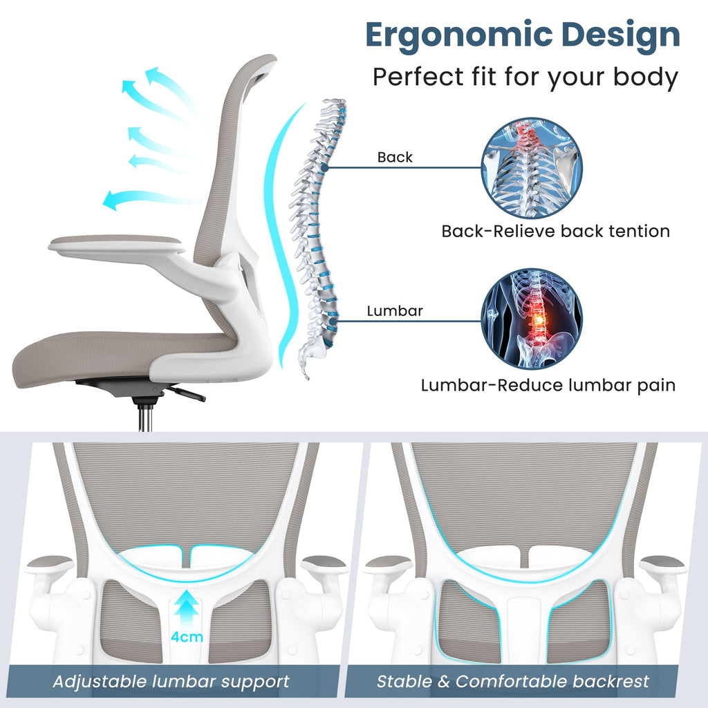 Drafting Chair, Tall Office Chair with Flip-up Armrests Executive Ergonomic Computer Standing Desk Chair, Office Drafting Chair with Lumbar