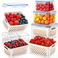 3 Pack Fruit Storage Containers for Fridge with Removable Colander – Airtight Produce Storage Containers with Lids, BPA-Free Berry Keeper for Vegetables, Lettuce & Meal Prep (29oz+59oz+112oz)