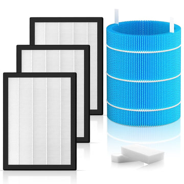 DH3i Replacement Particle Filter & Wick Filter Compatible with Blueair 2-in-1 Purify + Humidify Air Purifier and Humidifier, True HEPA Filter High-Efficiency Activated Carbon Filter for Baby Bedroom