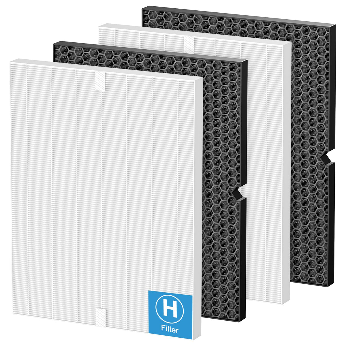 116130 Replacement Filter H Compatible with Winix 5500-2 PlasmaWave and AM80 Air Purifier, 2 Pack Combo Replacement HEPA Filter and Activated Carbon Filters